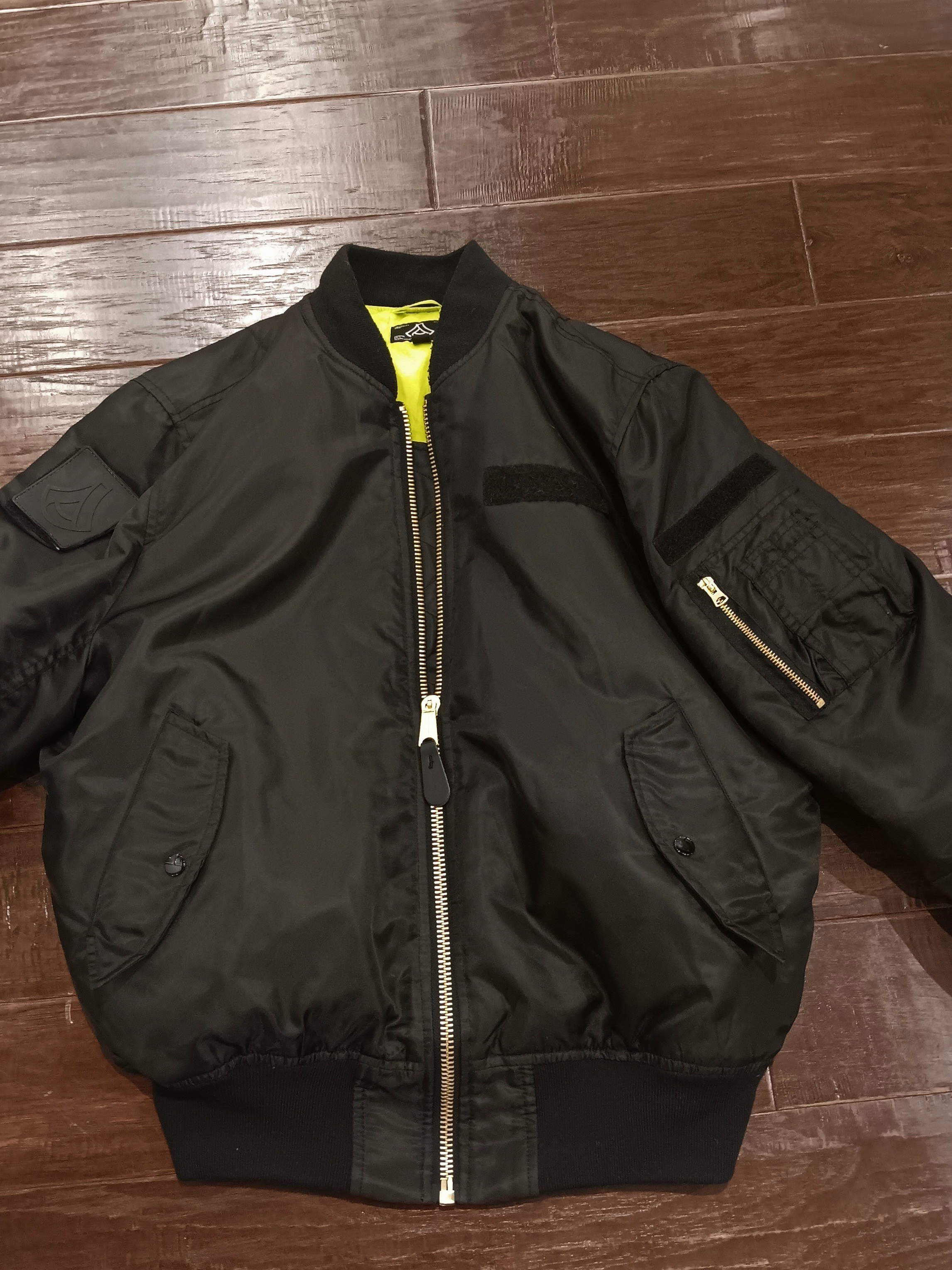 Anduril Industries "Standard Issue" Ma-1 Flight Jacket - Black/Neon Yellow Large